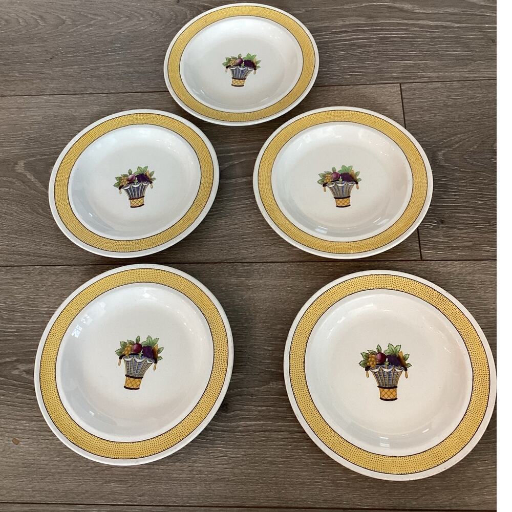 Vtg Wedgewood Directoire Luncheon Plate Bread Butter White Yellow Fruit Basket